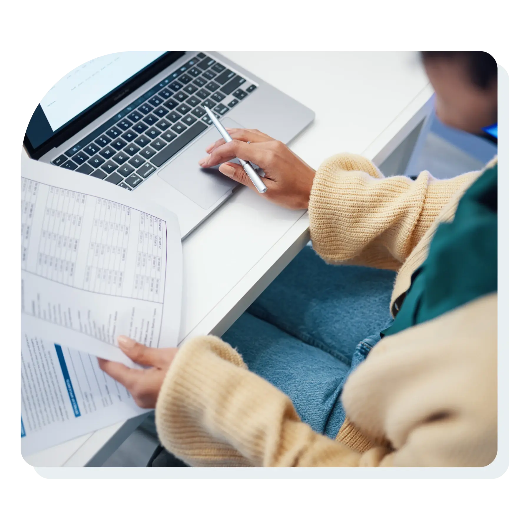 closeup_finance_and_woman_with_documents_laptop_and_accounting_with_budget_planning_and_internet