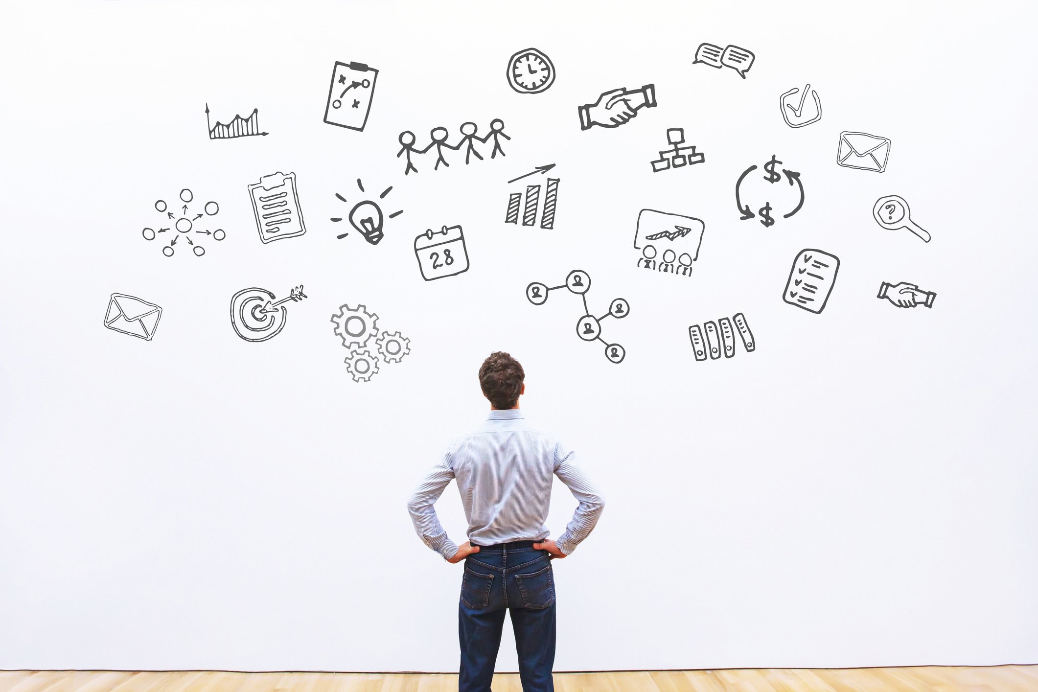 Person looking at a whiteboard